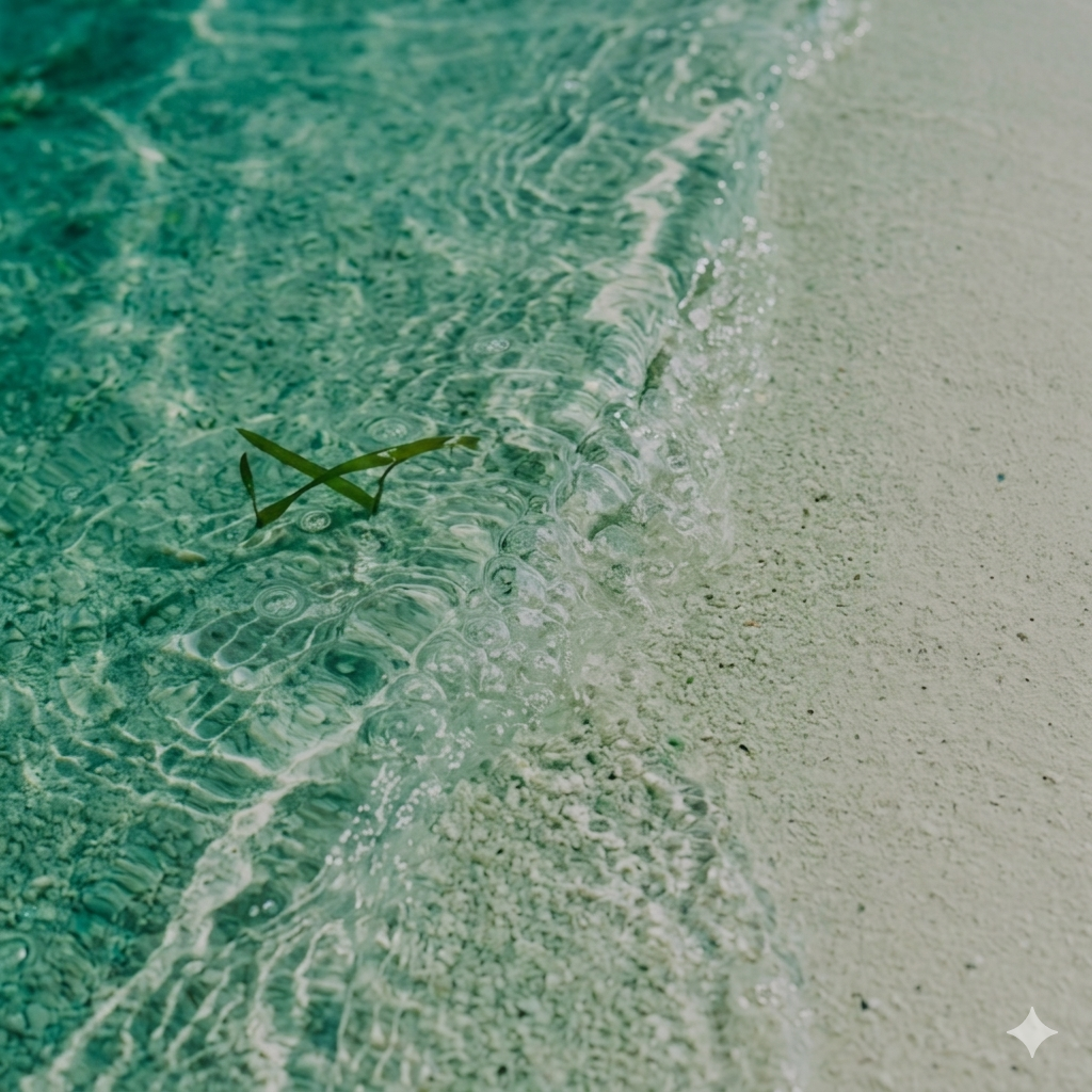 Praia com água cristalina — água devolvida ao fluxo natural